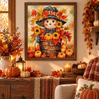 Harvest Scarecrow Pumpkin Diamond Painting Kit autumn home decor scene
