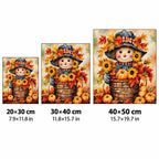 Harvest Scarecrow Pumpkin Diamond Painting Kit size guide