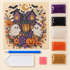 Haunted House and Ghosts Pearl Diamond Painting Kit kit image