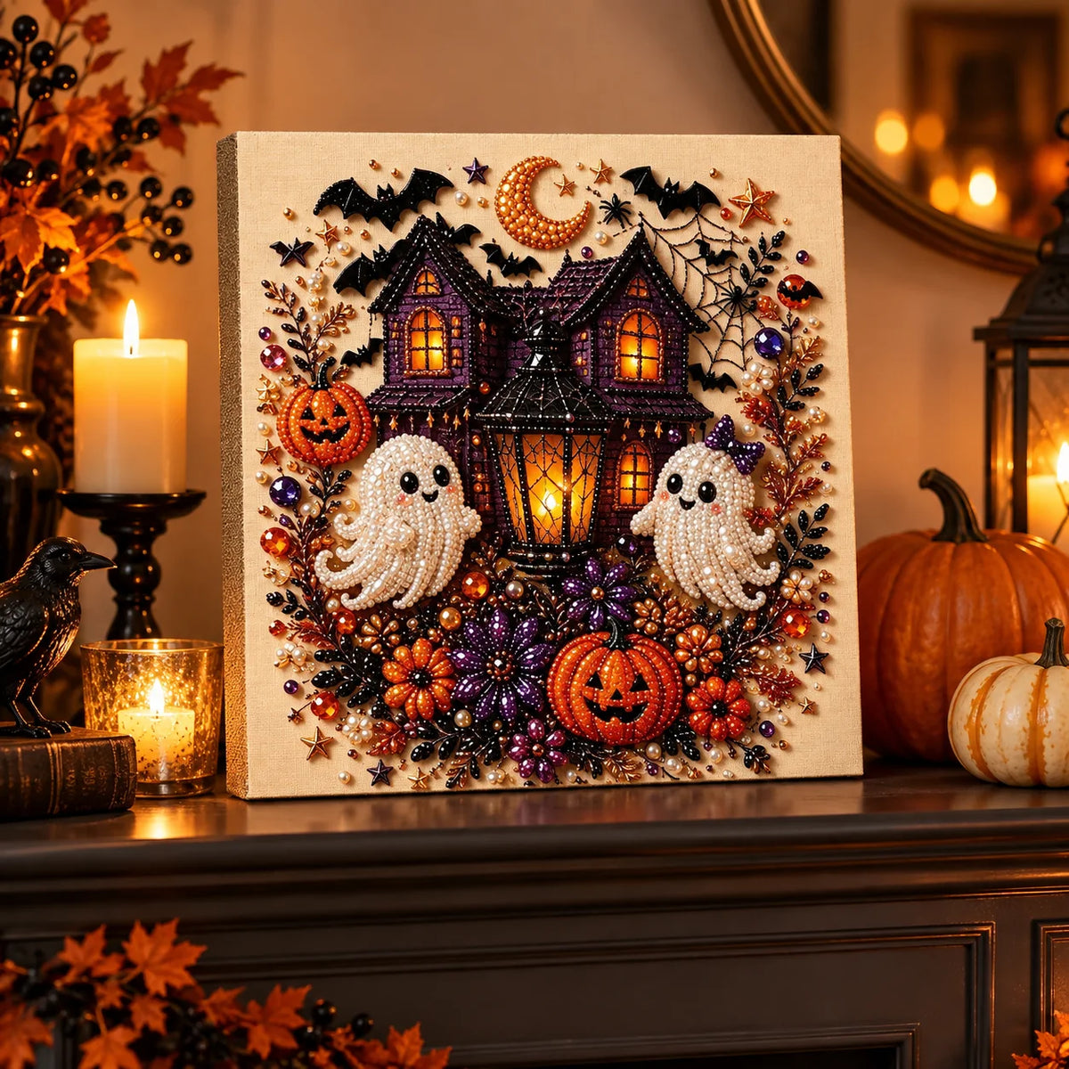 Haunted House and Ghosts Pearl Diamond Painting Kit room image