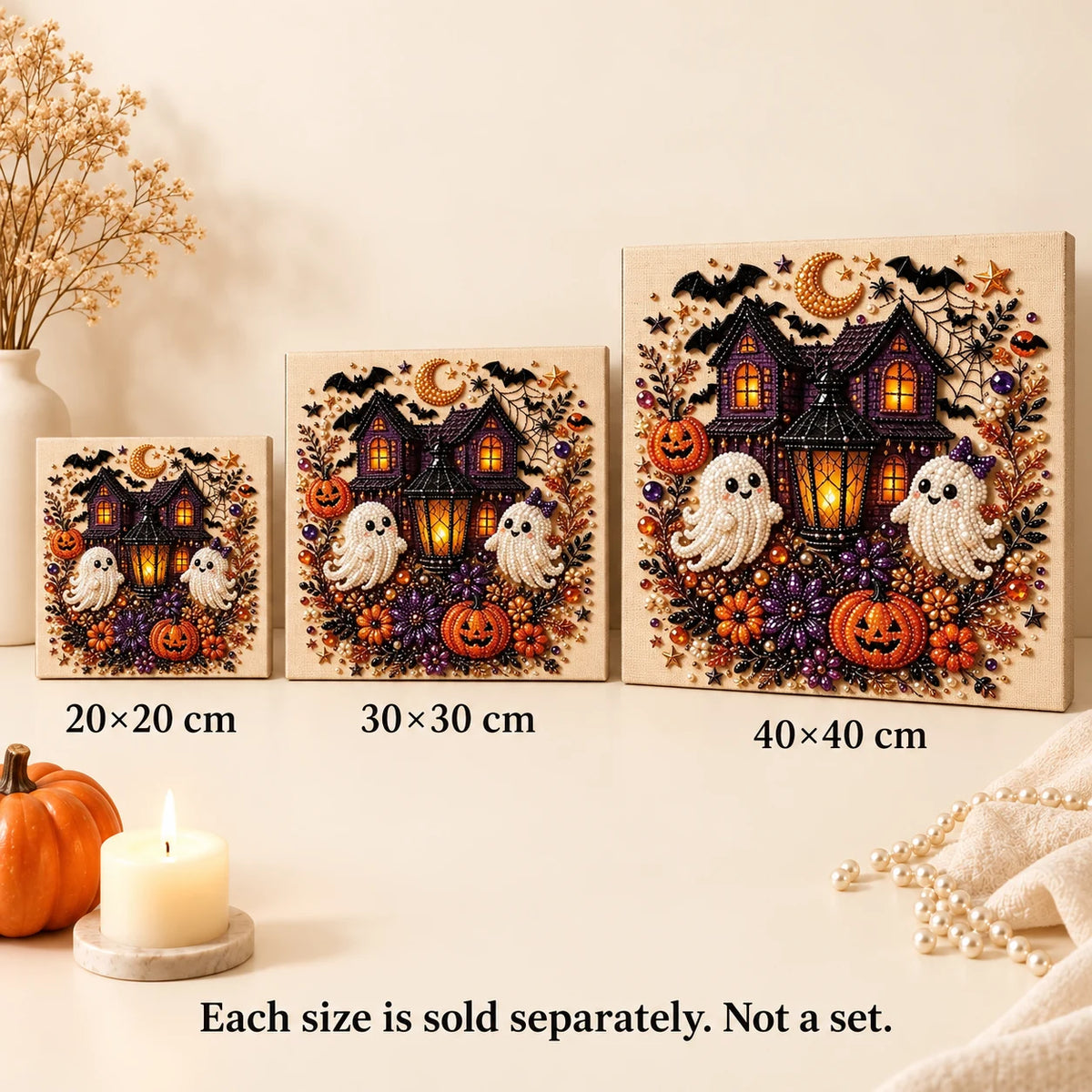 Haunted House and Ghosts Pearl Diamond Painting Kit size image