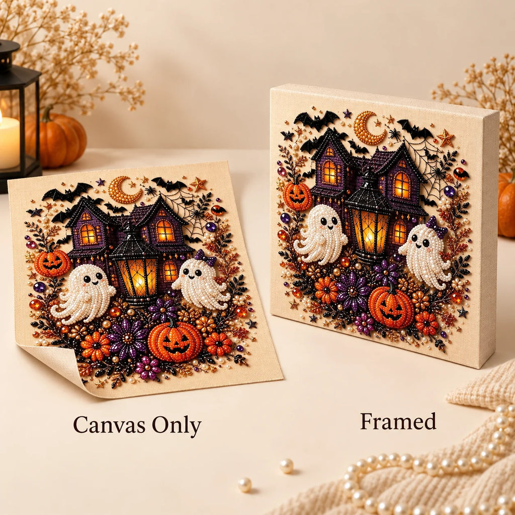 Haunted House and Ghosts Pearl Diamond Painting Kit style image