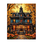 Haunted Pumpkin Mansion Diamond Painting Kit original artwork on white background