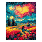 Heart Sky over Tulip Fields completed artwork on a clean white background