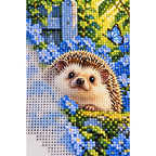 Hedgehog Blue Hydrangeas Diamond Painting Kit diamond and canvas detail