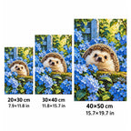 Hedgehog Blue Hydrangeas Diamond Painting Kit size guide
