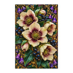 Finished white-background diamond painting of Hellebore Berry Vine