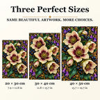 Hellebore Berry Vine diamond painting in 20 by 30, 30 by 40, and 40 by 50 centimeter sizes