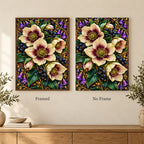 Framed and no-frame options for the Hellebore Berry Vine diamond painting