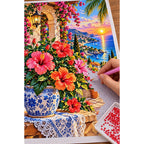 Hibiscus Tropical Veranda — diamond painting process with applicator pen