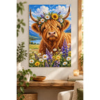 Highland Cow Wildflowers Diamond Painting Kit home decor scene