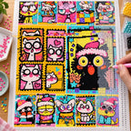 Diamond painting process for Holiday Cat Parade Diamond Painting Kit
