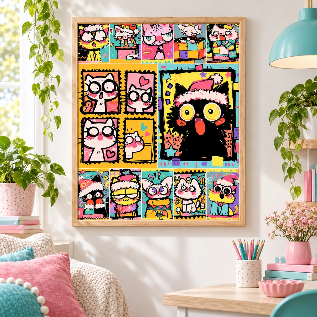 Home decor scene for Holiday Cat Parade Diamond Painting Kit