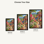 Hollyhock Path Thatched Cottage — size comparison for 20 × 30, 30 × 40 and 40 × 50 cm