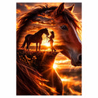Original artwork for Horse and Rider at Sunset Diamond Painting Kit