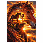 Finished diamond painting for Horse and Rider at Sunset Diamond Painting Kit