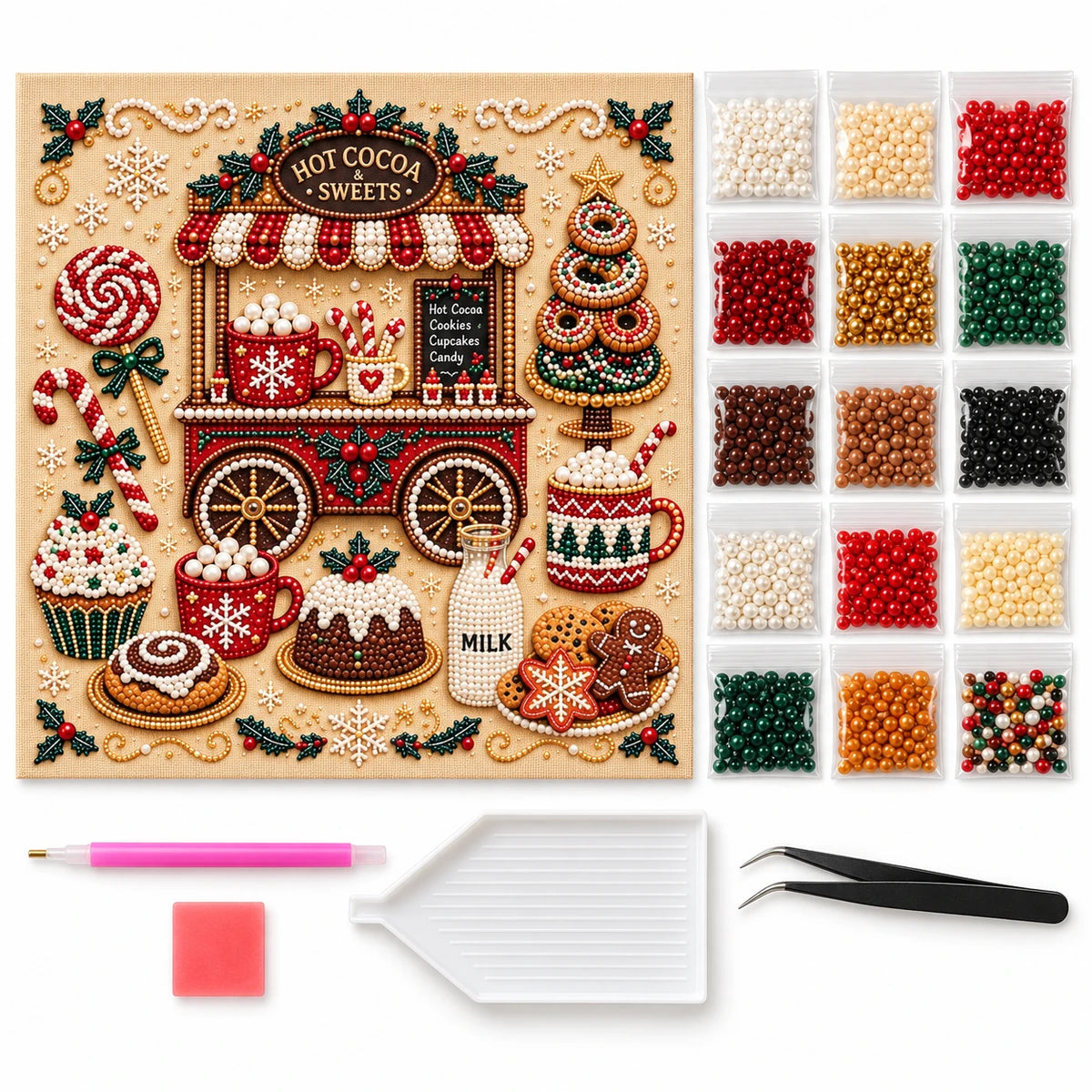 Hot Cocoa & Sweets Pearl Diamond Painting Kit kit image