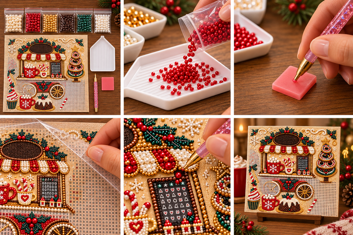 Hot Cocoa & Sweets Pearl Diamond Painting Kit tutorial image