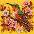 Hummingbird among cherry blossoms pearl painting kit — detail image