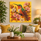 Hummingbird among cherry blossoms pearl painting kit — room image