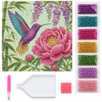 Hummingbird Peony Wisteria Pearl Diamond Painting Kit – kit image