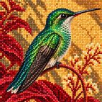 Close-up of diamond drills forming the hummingbird feathers and autumn leaves