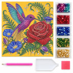 Hummingbird Red Rose Pearl Diamond Painting Kit – kit image