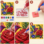 Hummingbird Red Rose Pearl Diamond Painting Kit – tutorial image