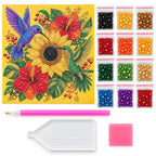 Hummingbird Sunflower Hibiscus Pearl Diamond Painting Kit – kit image