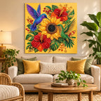 Hummingbird Sunflower Hibiscus Pearl Diamond Painting Kit – room image