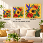 Hummingbird Sunflower Hibiscus Pearl Diamond Painting Kit – size image