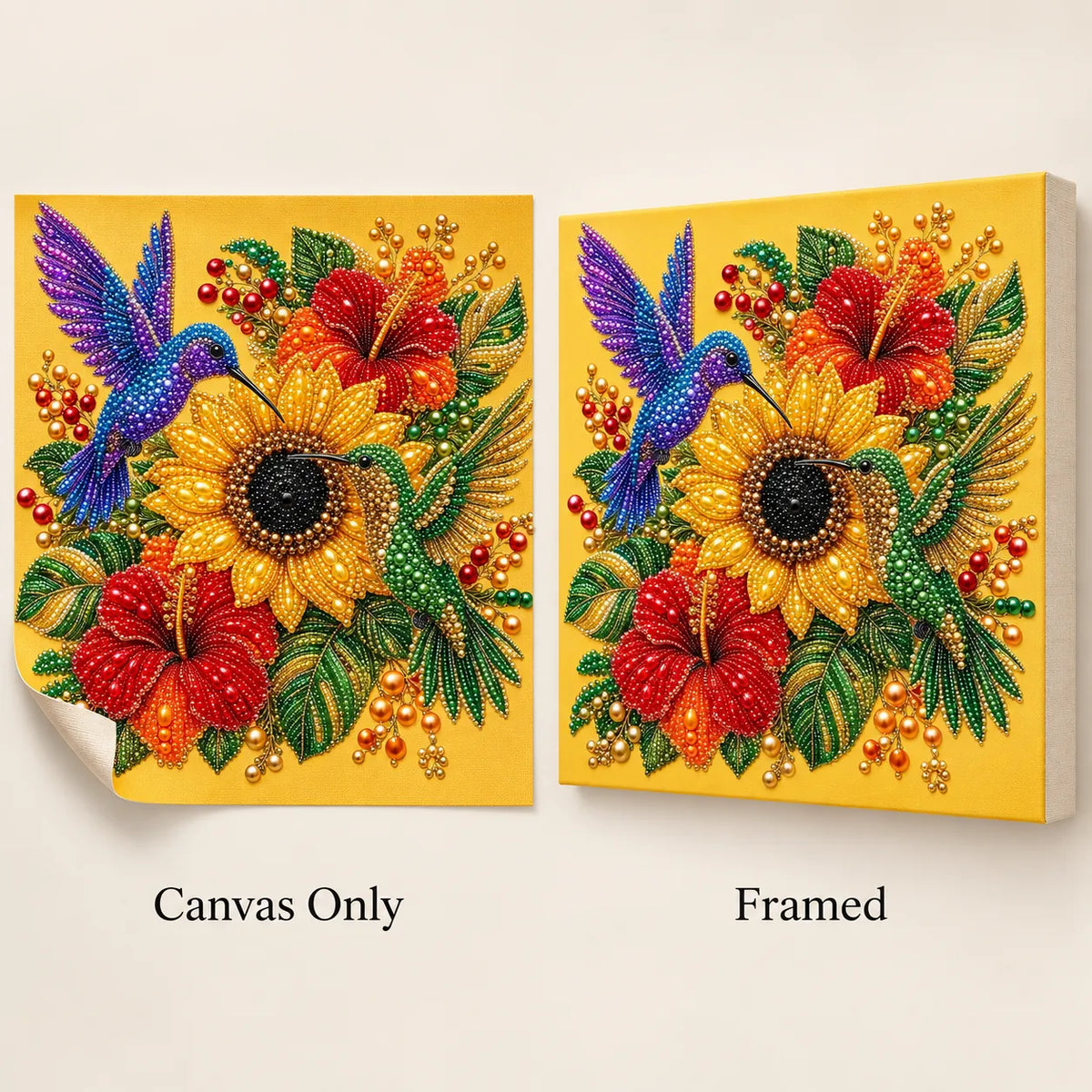 Hummingbird Sunflower Hibiscus Pearl Diamond Painting Kit – style image