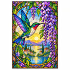 Hummingbird Wisteria Lake Diamond Painting Kit — finished diamond painting on white background
