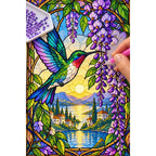 Hummingbird Wisteria Lake Diamond Painting Kit — diamond painting application process