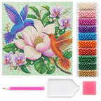 Hummingbirds Magnolia Orchids Pearl Diamond Painting Kit – kit image
