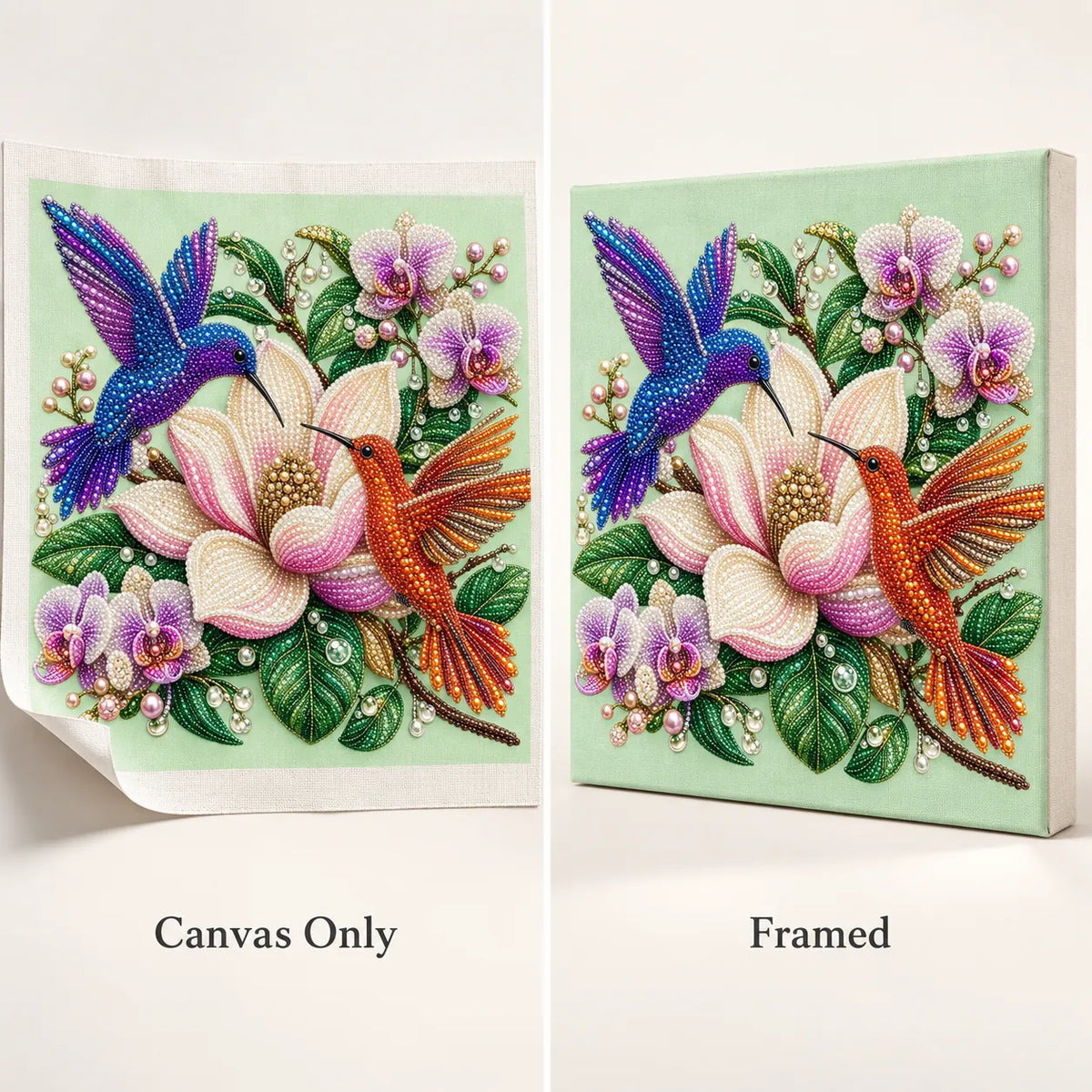Hummingbirds Magnolia Orchids Pearl Diamond Painting Kit – style image