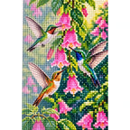 Hummingbirds Pink Bells Diamond Painting Kit diamond and canvas detail