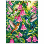 Hummingbirds Pink Bells Diamond Painting Kit finished diamond artwork on white background