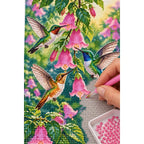 Hummingbirds Pink Bells Diamond Painting Kit diamond placement process