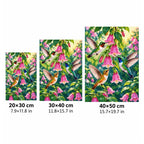 Hummingbirds Pink Bells Diamond Painting Kit size guide