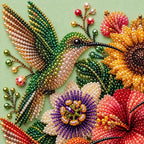 Hummingbirds Tropical Flowers Pearl Diamond Painting Kit – detail image