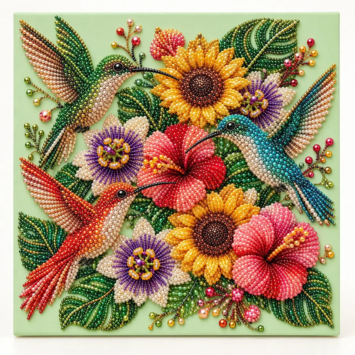 Hummingbirds Tropical Flowers Pearl Diamond Painting Kit – hero image