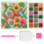 Hummingbirds Tropical Flowers Pearl Diamond Painting Kit – kit image
