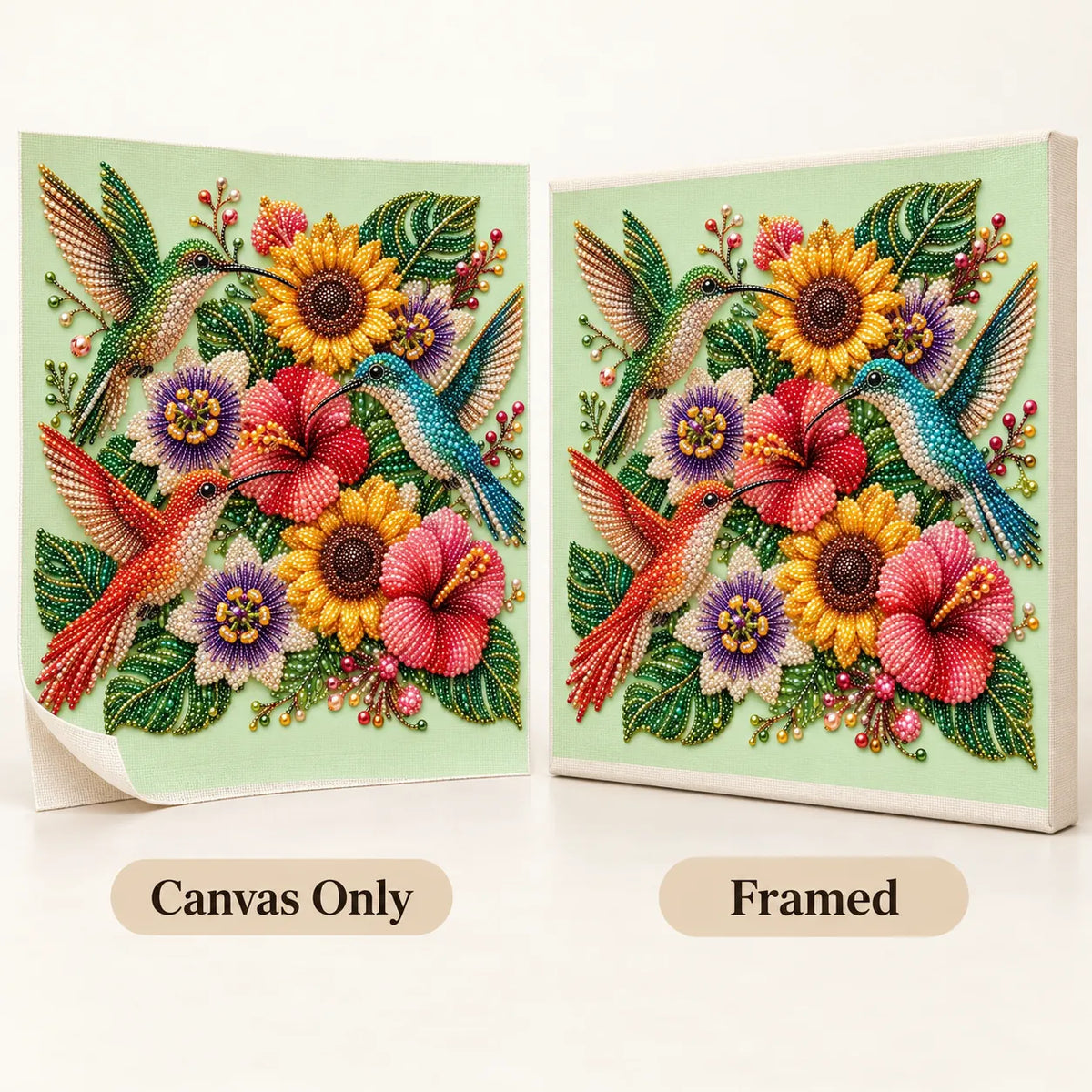 Hummingbirds Tropical Flowers Pearl Diamond Painting Kit – style image