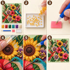 Hummingbirds Tropical Flowers Pearl Diamond Painting Kit – tutorial image