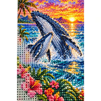 Humpback Whale Calf Tropical Sunset Diamond Painting Kit — canvas and drill material detail
