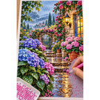 Hydrangea Garden Rainy Morning — diamond painting process with applicator pen