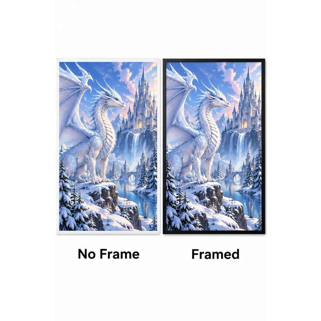 Ice Dragon Winter Castle Diamond Painting Kit No Frame and Framed comparison
