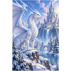 Ice Dragon Winter Castle Diamond Painting Kit original artwork on white background