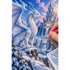 Ice Dragon Winter Castle Diamond Painting Kit diamond placement process